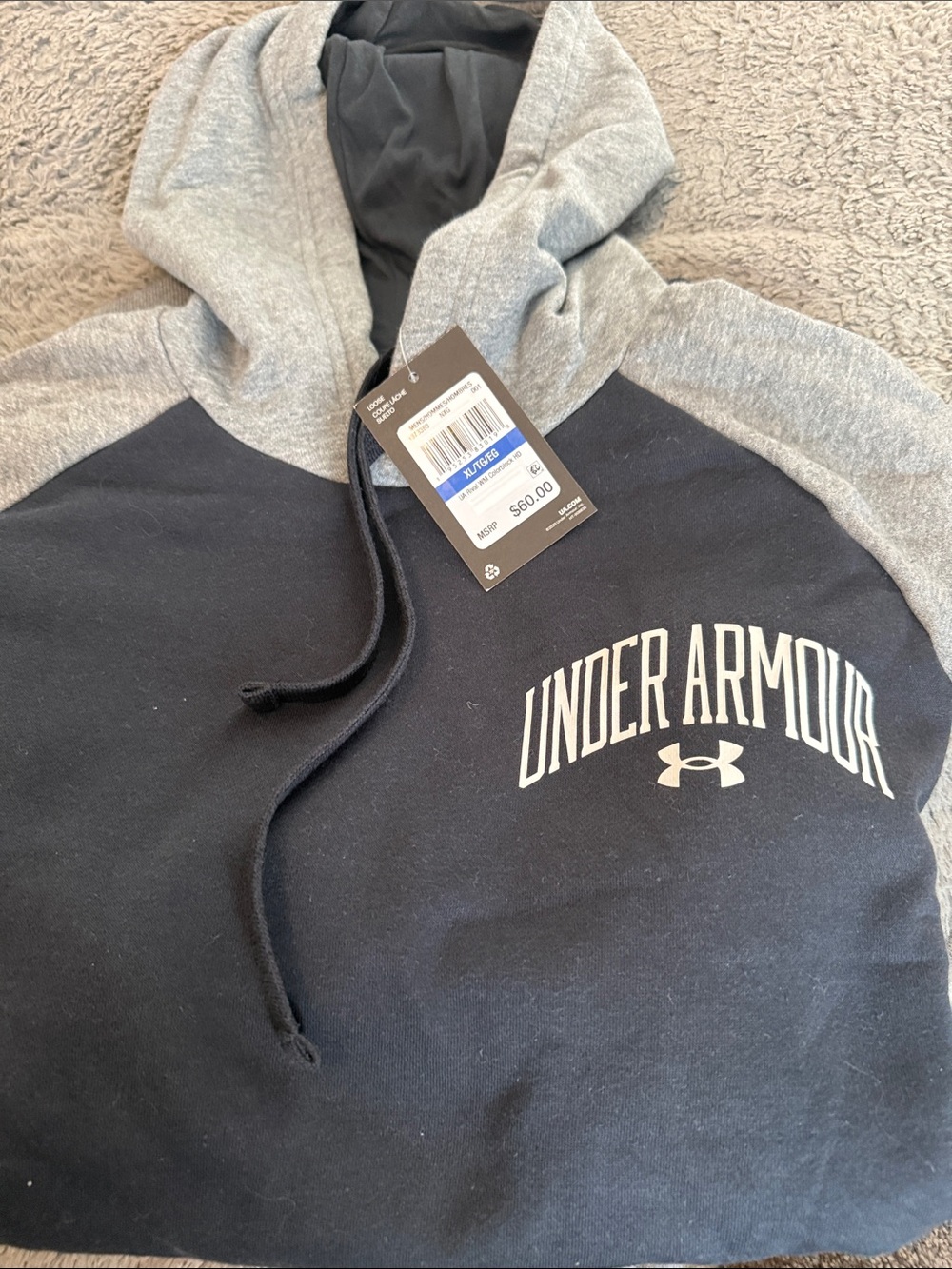 Under Armour Men’s Black & Gray Crewneck Hoodie Pullover